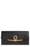 Ferragamo Calfskin Leather Wallet In Nero