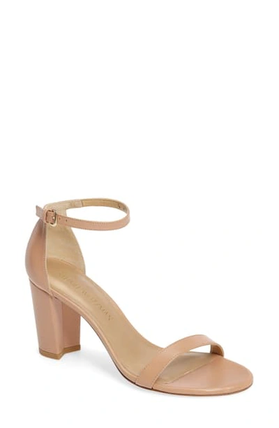 Stuart Weitzman Nearlynude Patent-leather Sandals In Adobe Analine