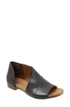 Bueno Tahiti Womens Leather Perforated Flat Sandals In Black Leather