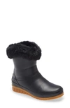 Joules Chilton Waterproof Bootie With Faux Fur Collar In Black