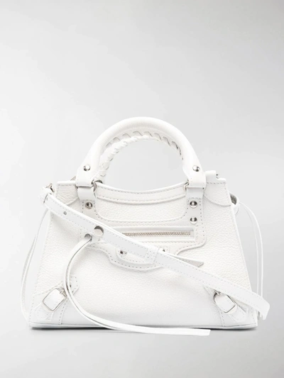 Balenciaga Mini Neo Classic Grain Leather Bag In Chalky White