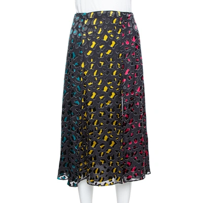 Pre-owned Alice And Olivia Multicolor Leopard Print Burnout Silk Janessa Skirt Xs