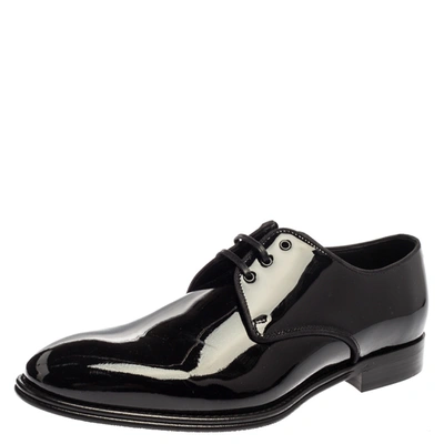 Pre-owned Dolce & Gabbana Dolce And Gabbana Black Patent Leather Lace Up Oxfords Size 41.5