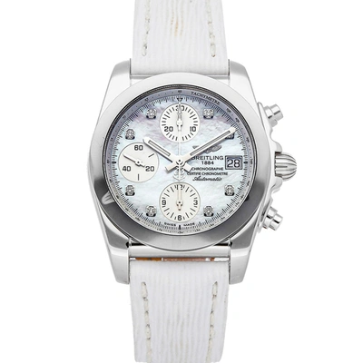 Pre-owned Breitling Mop Diamonds Stainless Steel Chronomat W1331012/a776 Women's Wristwatch 38 Mm In White