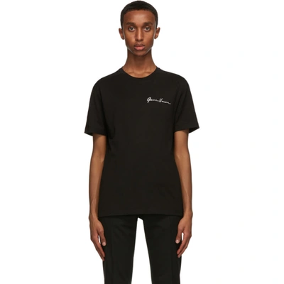 Versace Black Embroidered Gv Signature T-shirt In Black,white
