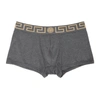 Versace Black, Grey And White Cotton Boxers In A9x1 Mel Gr