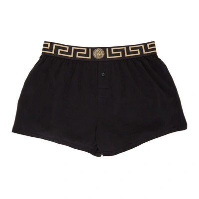 Versace Swimsuit With Contrasting Greek Motif In Black