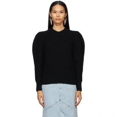 Isabel Marant Robin Puff-sleeve Merino Wool & Cashmere Sweater In Black