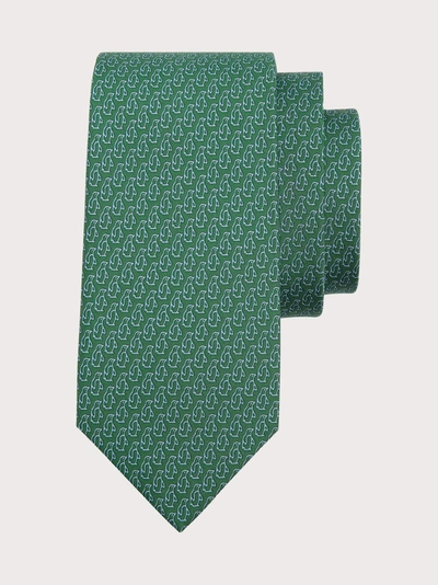 Ferragamo Salvatore  Herren Seidenkrawatte Mit Pinguin-print In Green
