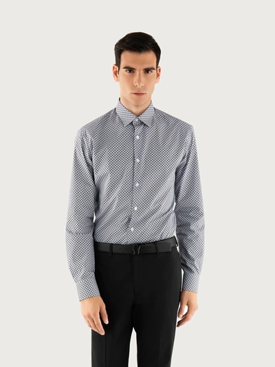 Ferragamo Geometric Print Cotton Shirt In White