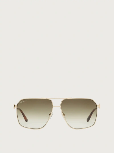 Ferragamo Sunglasses In Shiny Yellow Gold