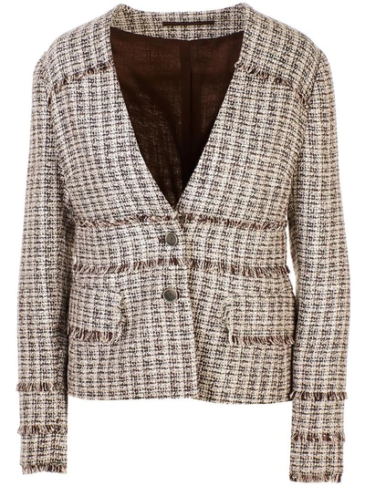 Eleventy White And Brown Chanel Jacket In Beige