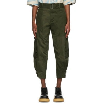 Jw Anderson Belted D-ring Detail Patchwork Cargo Pants In Green