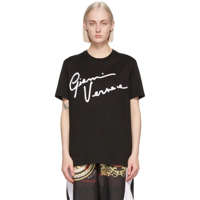 Versace Embellished Signature Logo T-shirt In Black