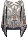 ETRO PAISLEY EMBROIDERED DRAPED SILK BLOUSE