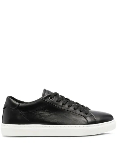Emporio Armani Low-top Leather Trainers In Black