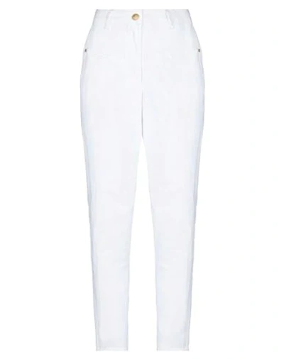 Manila Grace Woman Pants White Size 2 Cotton, Elastane