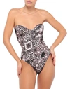 F**K PROJECT F**K PROJECT WOMAN ONE-PIECE SWIMSUIT LIGHT BROWN SIZE M POLYESTER, ELASTANE