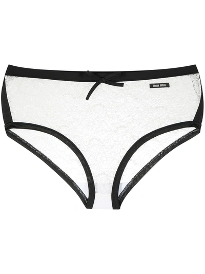 Miu Miu Contrast Trim Briefs In White