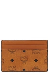 Mcm Visetos Card Case In Cognac