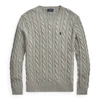 Ralph Lauren Cable-knit Cotton Sweater In Fawn Grey Heather