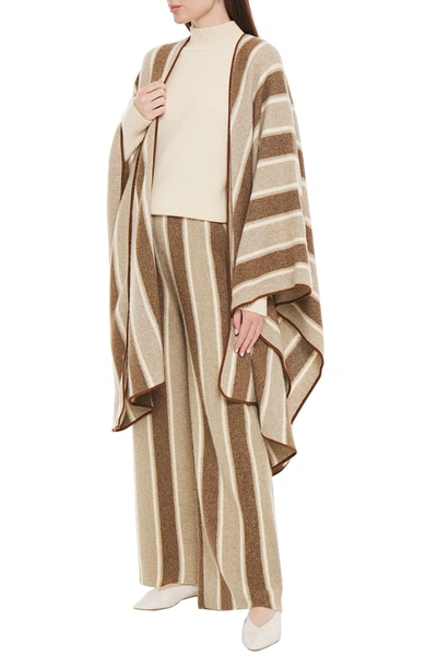 The Row Striped Cashmere And Silk-blend Wide-leg Pants In Brown