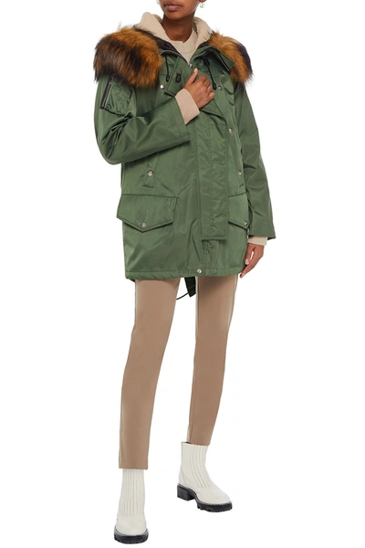 Burberry Faux Fur-trimmed Shell Hooded Parka In Forest Green