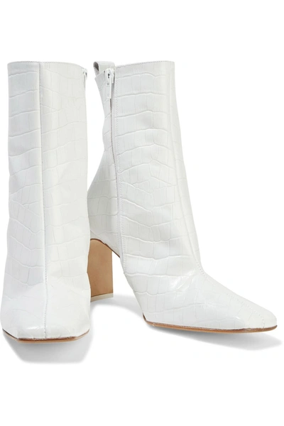 Miista Marcelle Croc-effect Leather Ankle Boots In White