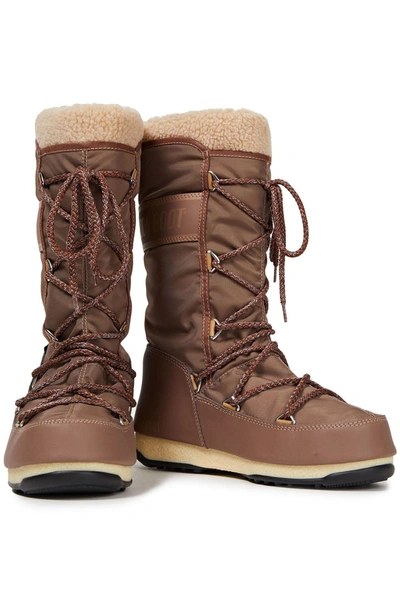 Moon Boot Faux Shearling And Shell Snow Boots In Light Brown