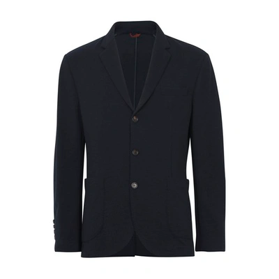 Brunello Cucinelli Blazer With Patch Pockets In Navy Blue