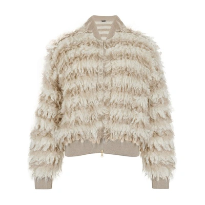 Brunello Cucinelli Mohair Cardigan In Beige