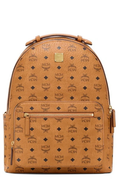 Mcm Stark 40 Visetos Backpack In Cognac