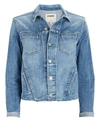 L Agence Janelle Cropped Frayed Stretch-denim Jacket In Glacier