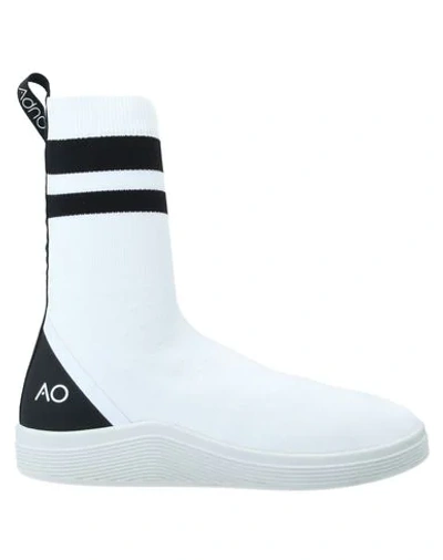 Adno Striped Knit Slip-on High Top Trainers In White