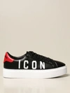 DSQUARED2 PLATFORM SNEAKERS IN LEATHER WITH ICON PRINT,SNW0008 01502228 M1296