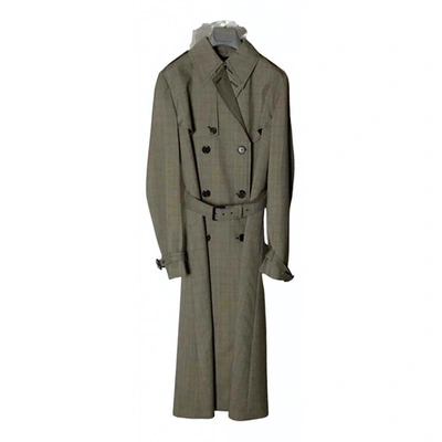 Pre-owned Prada Wool Trench Coat In Grey