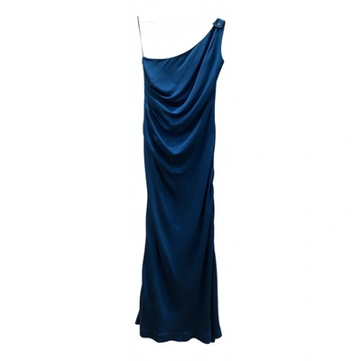 Pre-owned Azzaro Silk Maxi Dress In Blue