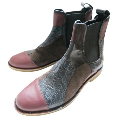 Pre-owned Bottega Veneta Leather Boots In Multicolour