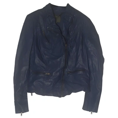Pre-owned Muubaa Leather Jacket In Blue