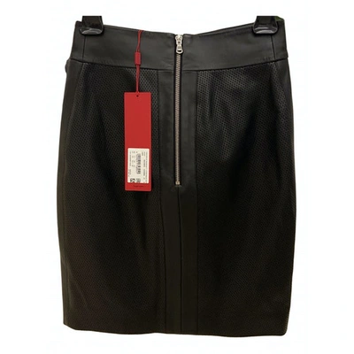 Pre-owned Hugo Boss Leather Skirt In Black