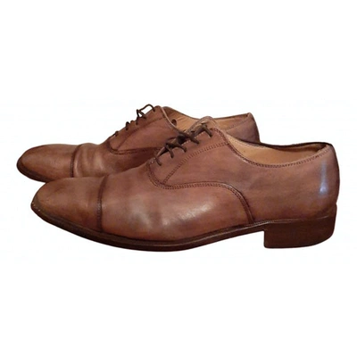 Pre-owned Canali Leather Flats In Brown