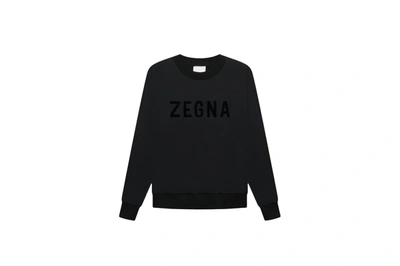 Pre-owned Fear Of God  X Ermenegildo Zegna Cotton Blend Crewneck Sweater Black