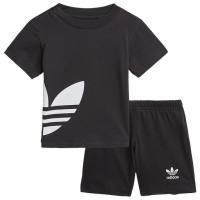 Adidas Originals Kids' Boys  Adicolor Big Trefoil T-shirt Set In Black/white