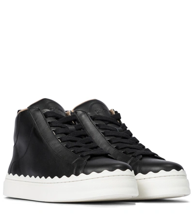 Chloé Lauren Scalloped High-top Sneakers In Black