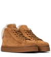 CHLOÉ LAUREN SHEARLING AND SUEDE HIGH-TOP SNEAKERS,P00528122