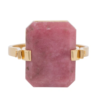 Aliita Deco Sandwich 9kt Gold Ring With Agate And Rhodonite In Not Applicable