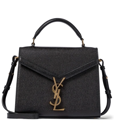 Saint Laurent Cassandra Mini Leather Shoulder Bag In Black