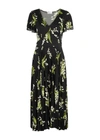 Red Valentino Floral-print Flared Dress In Black