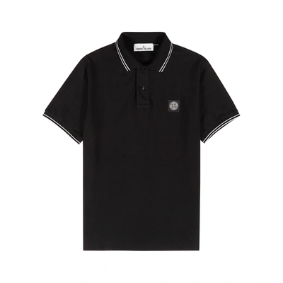 Stone Island Mens Black Brand-patch Regular-fit Stretch-cotton Polo Shirt Xl