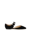 JIMMY CHOO GIN BLACK SUEDE FLATS,3309745